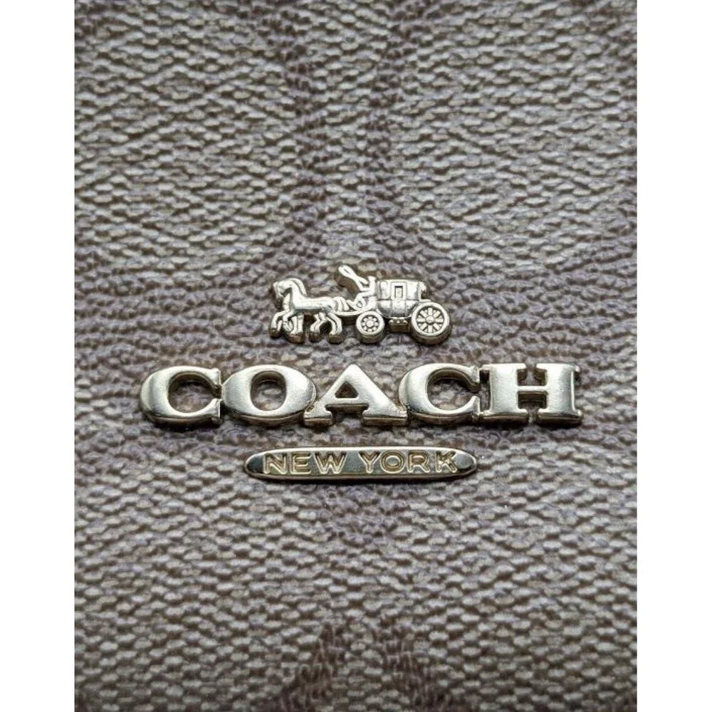 Coach Signature Brown Beige Logo Backpack Zip Closure Inner Outer Pockets